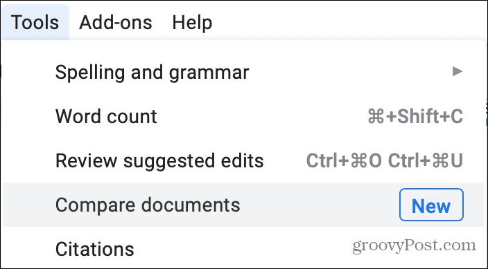 Verktyg Jämför dokument i Google Dokument