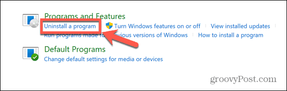Windows kontrollpanel avinstallera program