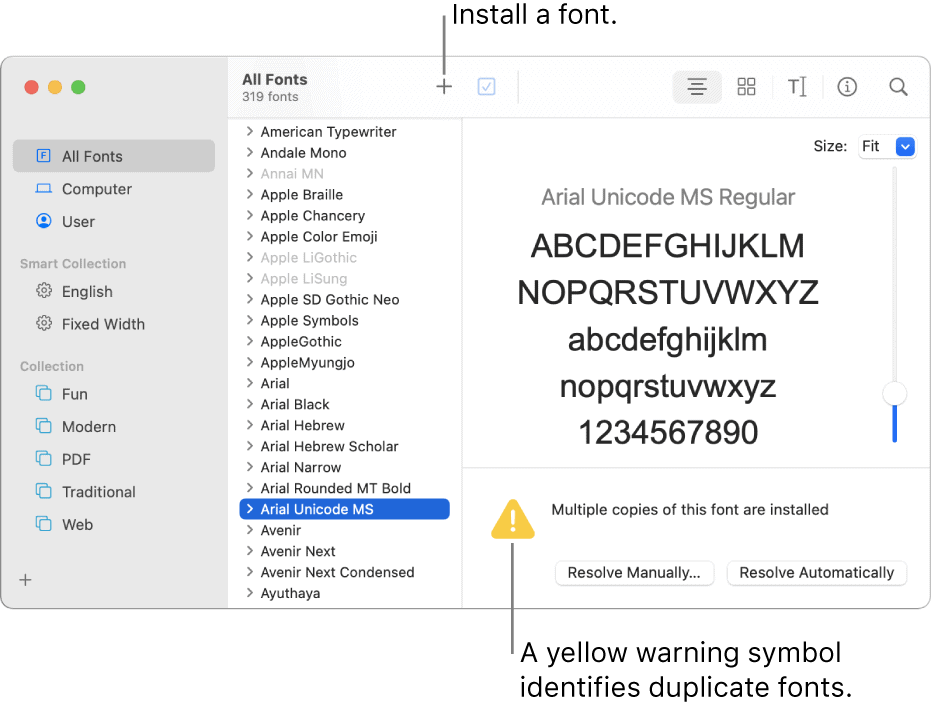 Mac gul typsnitt varning