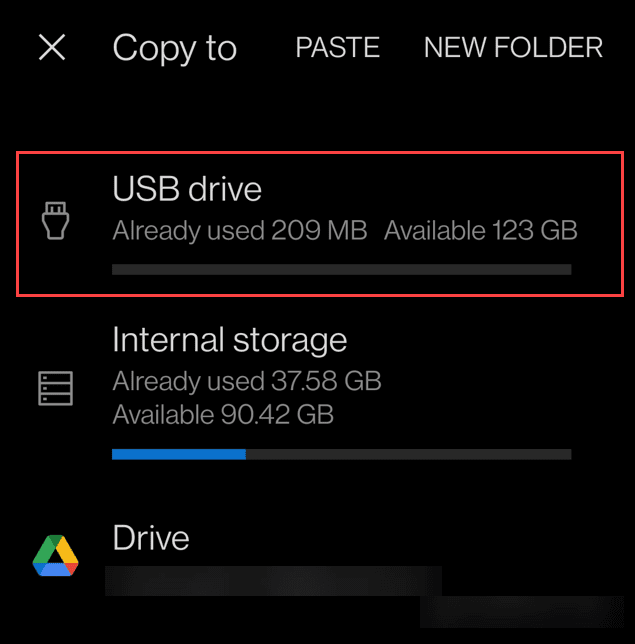 Överför foton från Android till en USB-enhet