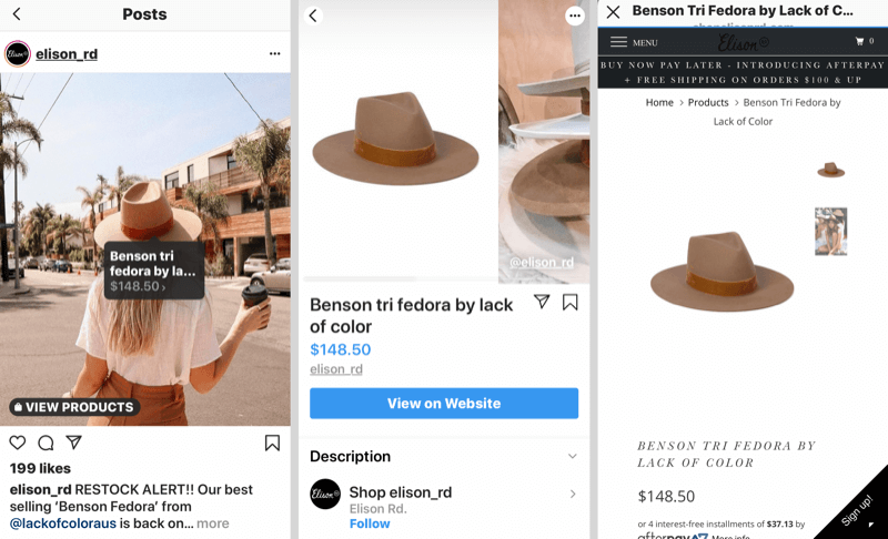 Hur man säljer fler produkter på Instagram, exempel på Instagram-produkttaggar.