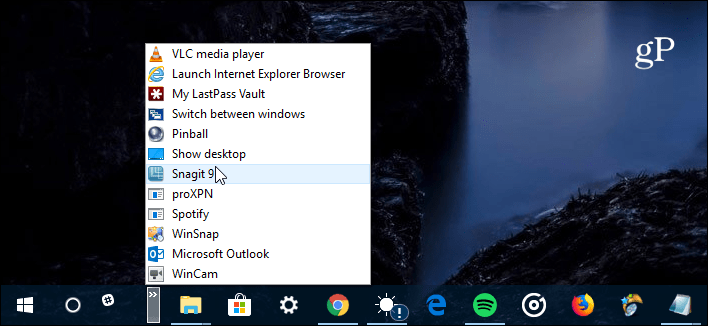 Snabbstartfönster Windows 10