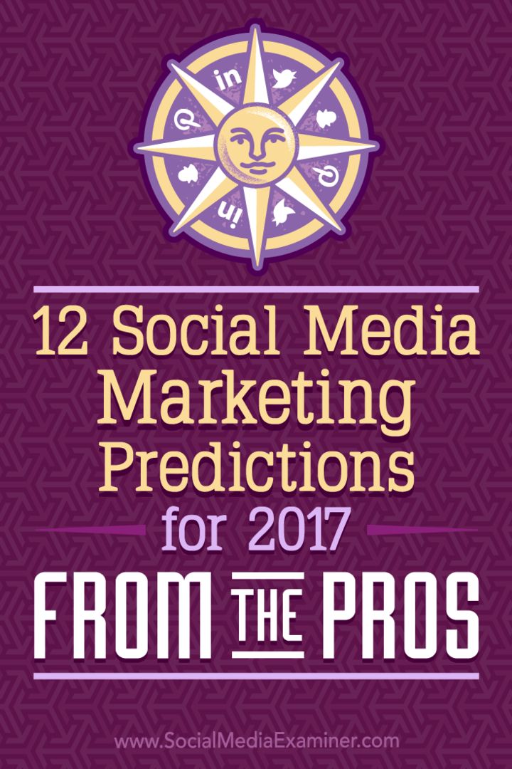 12 Förutsägelser för sociala medier för 2017 från proffsen av Lisa D. Jenkins på Social Media Examiner.