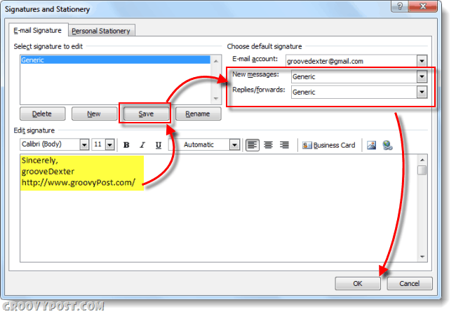 Hur du lägger till din signatur i Outlook 2010-e-postmeddelanden