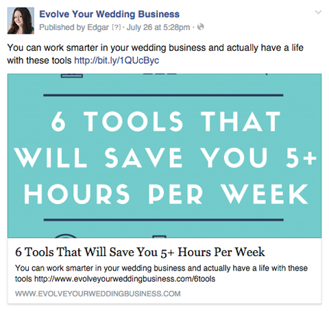 utveckla ditt bröllopsaffärs facebook-inlägg