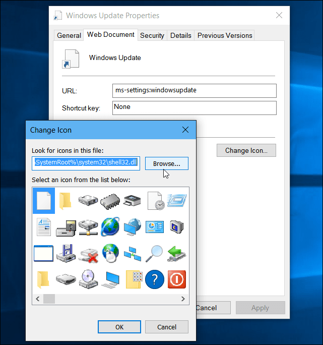 Windows 10: Skapa ett skrivbord eller starta genväg för Windows Update