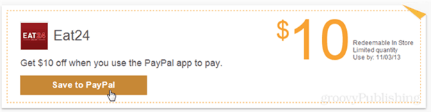 Få 10 $ gratis vid varje Eat24-restaurang med PayPal-appen