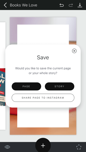 Skapa en vik ut Instagram-berättelse steg 11 som visar spara berättelsealternativ.