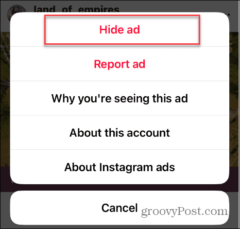 Stäng av riktade annonser på Instagram