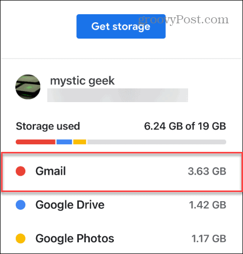 Gmail-utrymme använde Google Drive