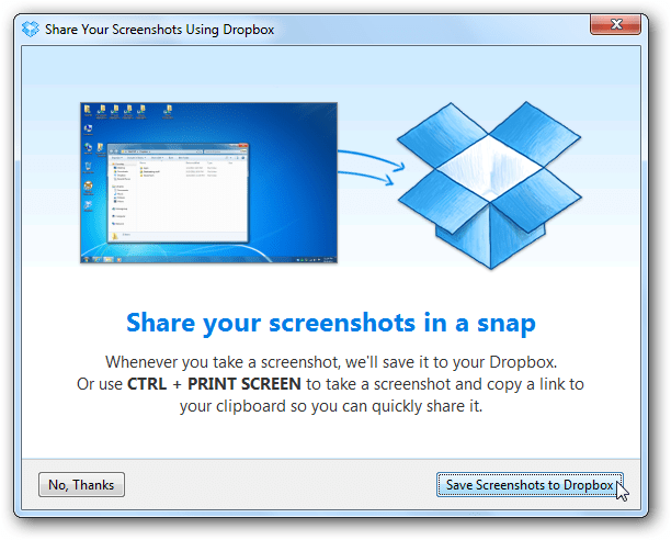 Ladda upp och dela skärmbilder automatiskt med Dropbox