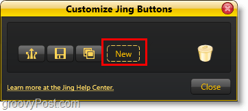 Klicka på den nya knappen för att lägga till en ny jing-delningsknapp