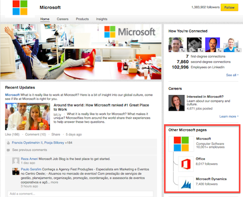 “Microsoft-företagssida”