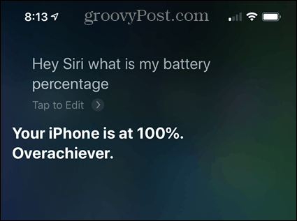 Kontrollera iPhone-batteriprocenten med Siri