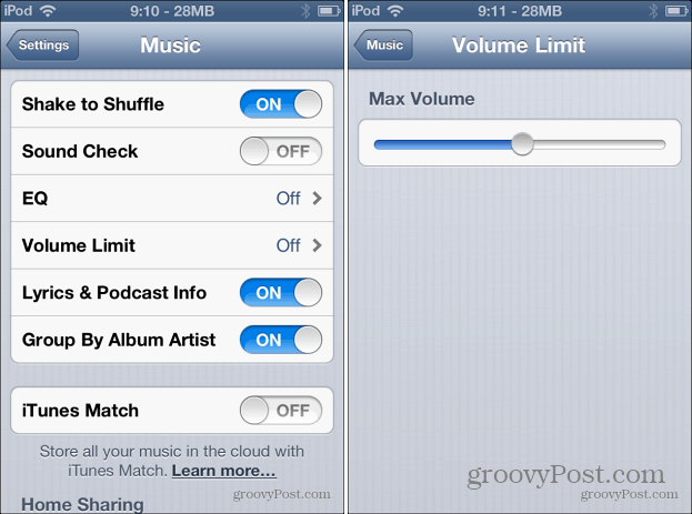 Musikvolymgräns iOS