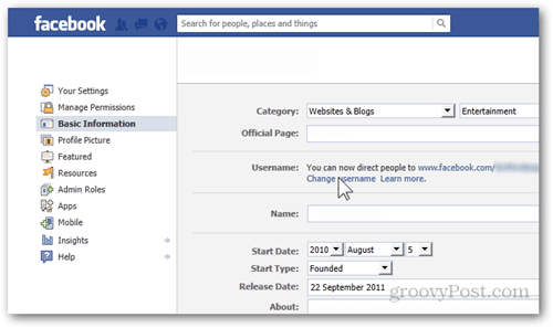 facebook inställningar preferenser grundläggande information användarnamn ändra användarnamn