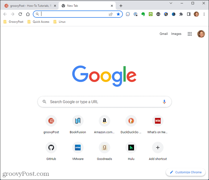 Standardsida för ny flik i Chrome