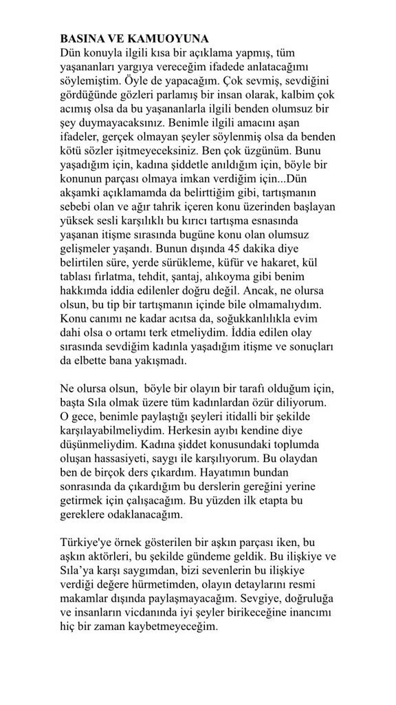 Ahmet Kural bad Sıla om ursäkt