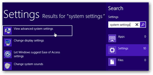 Windows 8 Inställningar Sök