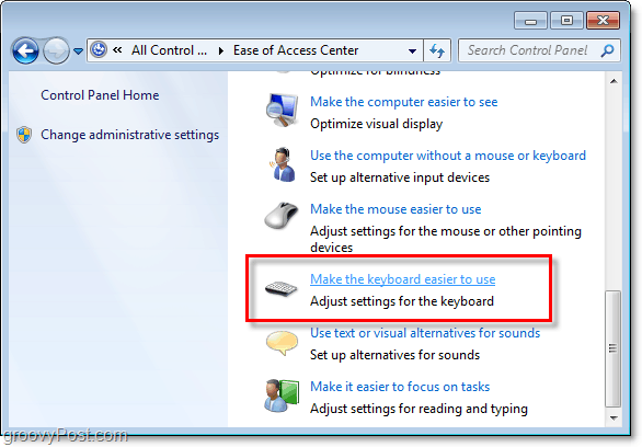 Hur du inaktiverar klistra nycklar och filternycklar i Windows 7