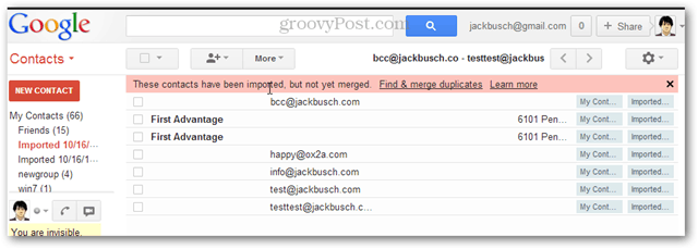 Hur du importerar många kontakter till gmail på en gång