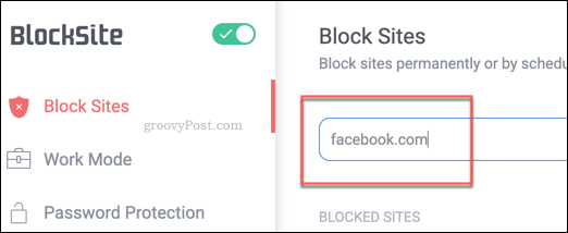 Lägga till en blockerad webbplats till en BlockSite-blocklista i Chrome