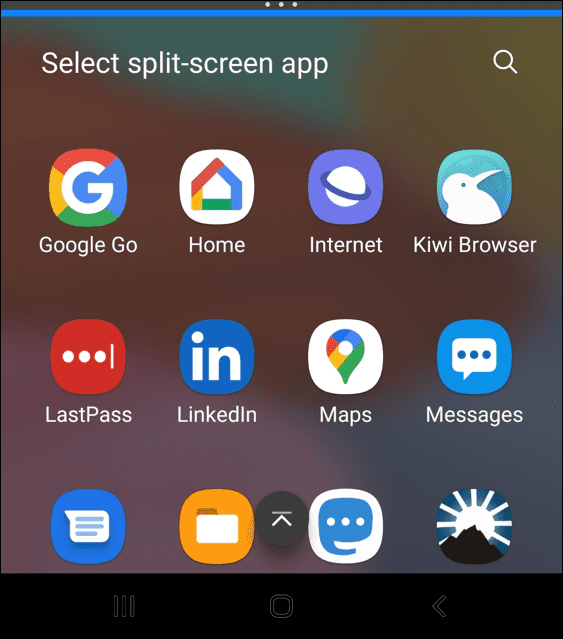 hur man delar skärm på Android välj app