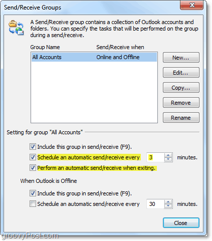 redigera automatisk skicka och ta emot tid i Outlook 2010