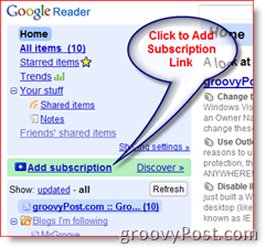 Hur man läser till Google Reader Lägg till RSS-feed-prenumeration