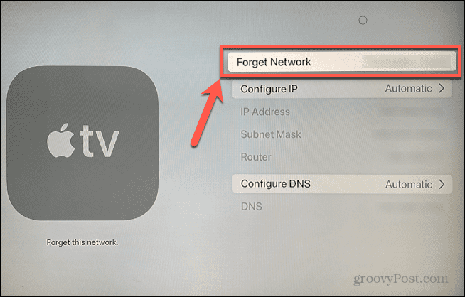 Apple tv glöm nätverk