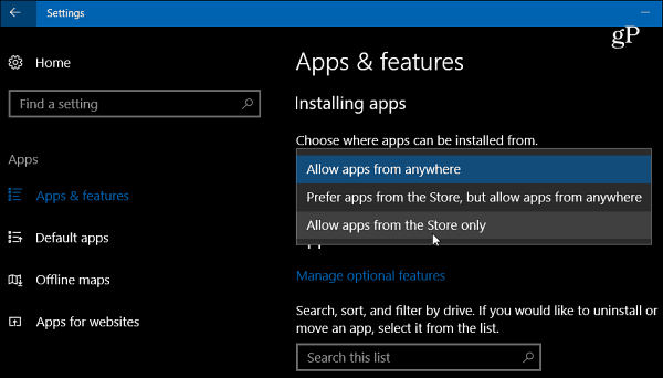 Windows 10 Creators Update får ny inställning för installation av stationära appar