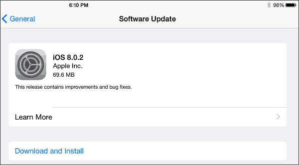 iOS 8.0.2-uppdatering