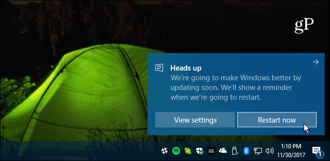 Starta om obligatorisk uppdatering av Windows 10