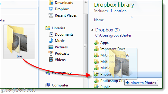 överföra bilder till dropbox-mappen