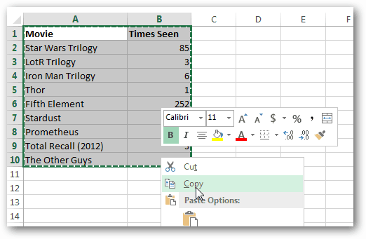 kopiera tabell