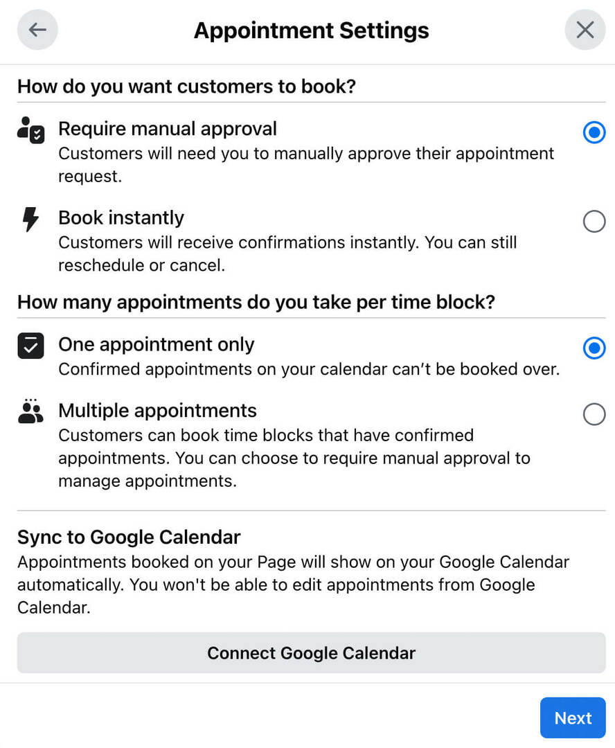 how-to-create-book-now-action-button-for-classic-facebook-page-confirm-appointment-settings-review-appointments-manually-use-native-prevent-double-bookings-sync-google-calendar- exempel-7