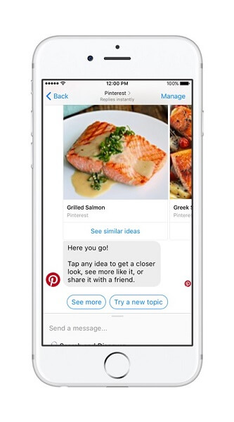 Pinterest-botten ger kraften i Pinterest-sökning och rekommendationer till Messenger.