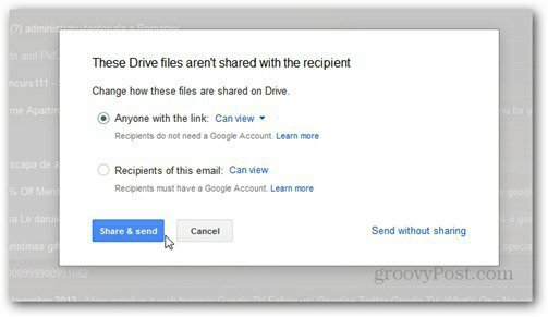 skicka med hjälp av Google Drive-rättigheter
