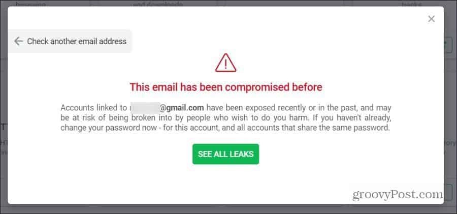e-post läckt varning