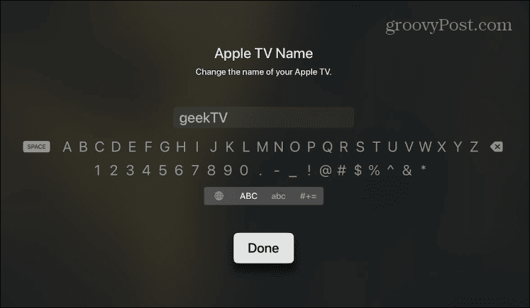 Ändra namnet på din Apple TV