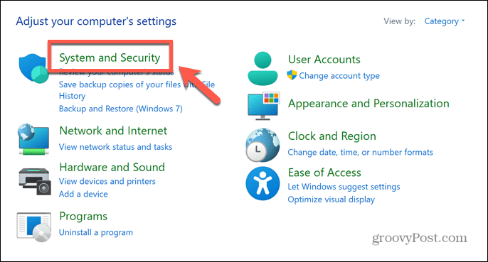 Windows kontrollpanelsystem och säkerhet