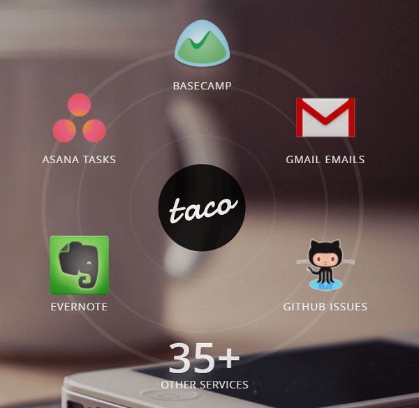 Anslut alla dina tjänster till Taco-appen.