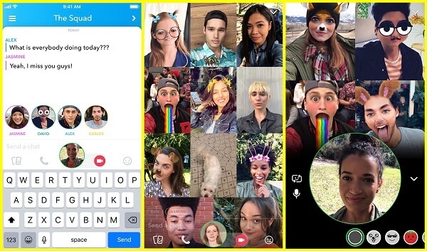 Snapchat introducerar gruppvideochatt för upp till 16 personer.