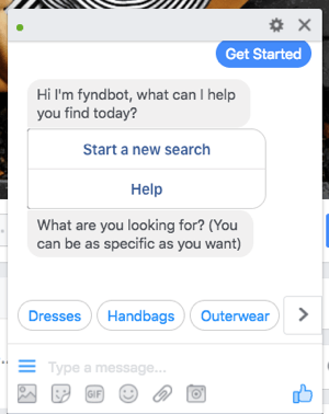 Denna Facebook Messenger-chattbot hjälper kunder att hitta kläder att köpa.