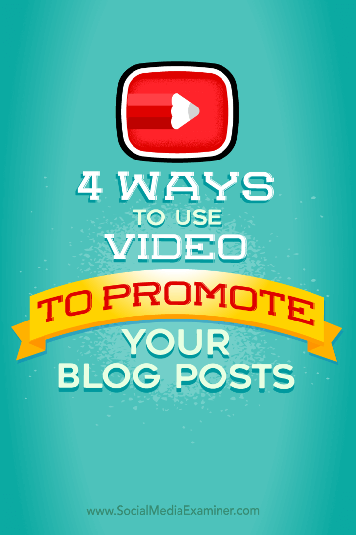 Tips om fyra sätt att marknadsföra dina blogginlägg med video.
