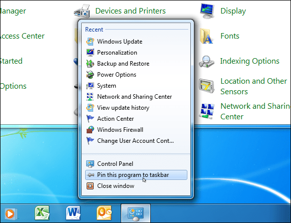 Kontrollpanelen för Windows 7