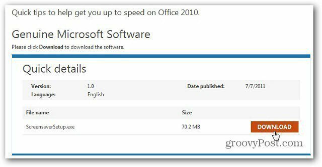 Lär dig Office 2010 med hjälp av en skärmsläckare