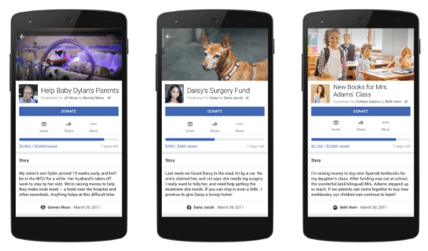 Facebook utökar välgörenhetsverktyg till personliga användare och Facebook Live.