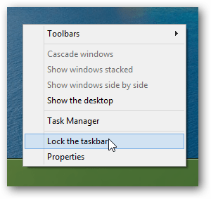 låsa Windows 8-aktivitetsfältet