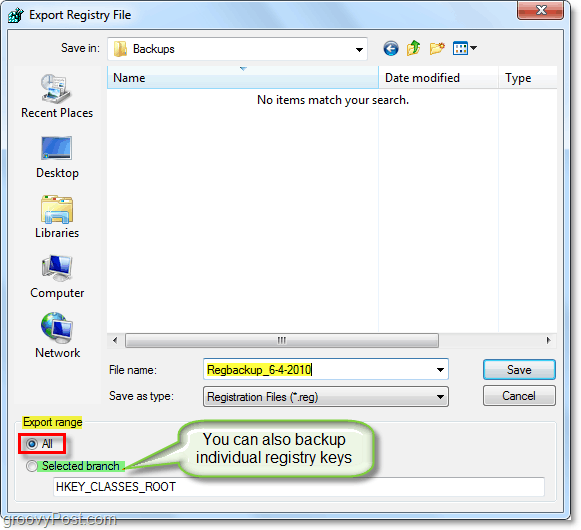 spara säkerhetskopian i Windows 7 och Vista